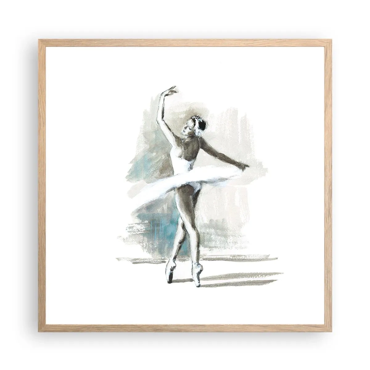 Een poster in een licht eiken lijst - Betoverd in een zwaan - 60x60 cm