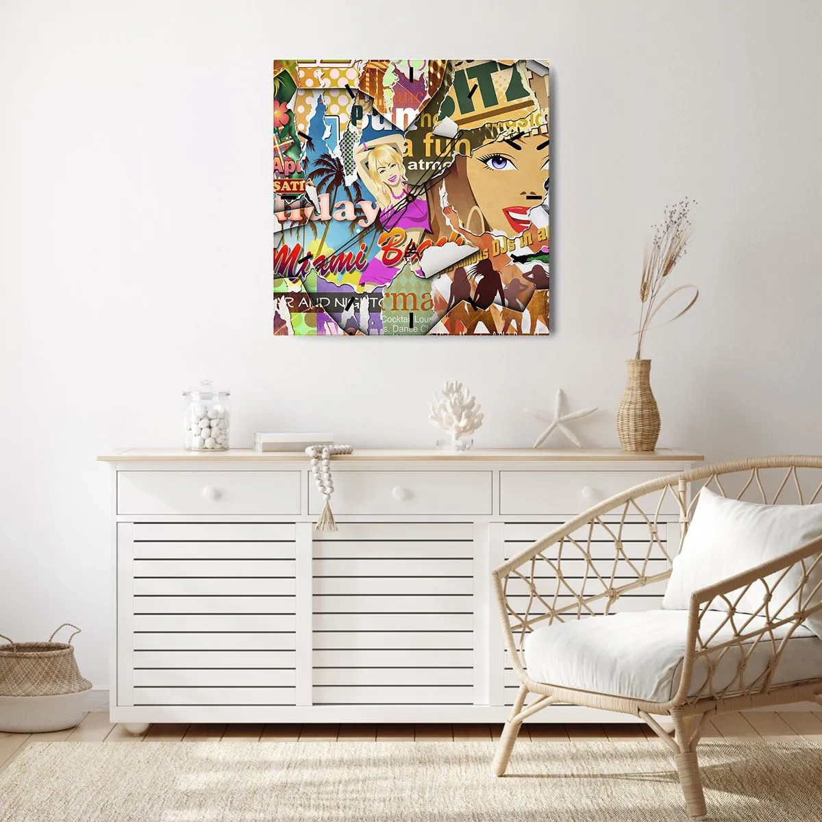 Wandklok - Klok - Zomerse flashbacks - 40x40 cm