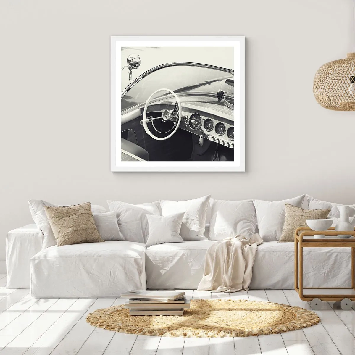 Poster in een witte lijst - Weer voor de rijken - 40x40 cm