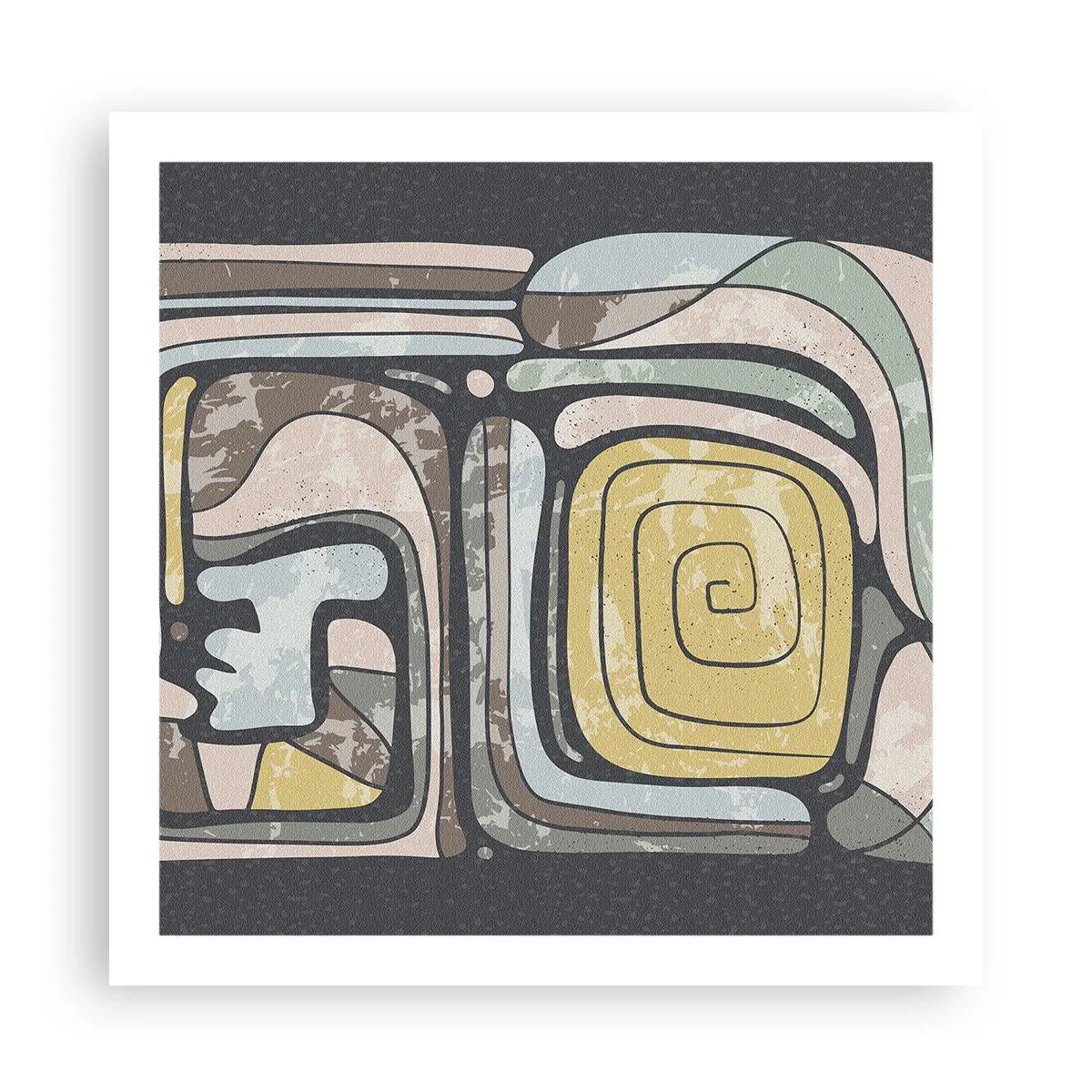 Poster - Abstractie in de precolumbiaanse geest - 60x60 cm