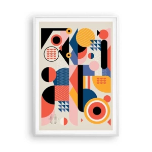 Poster in een witte lijst - Compositie: speel rond - 70x100 cm