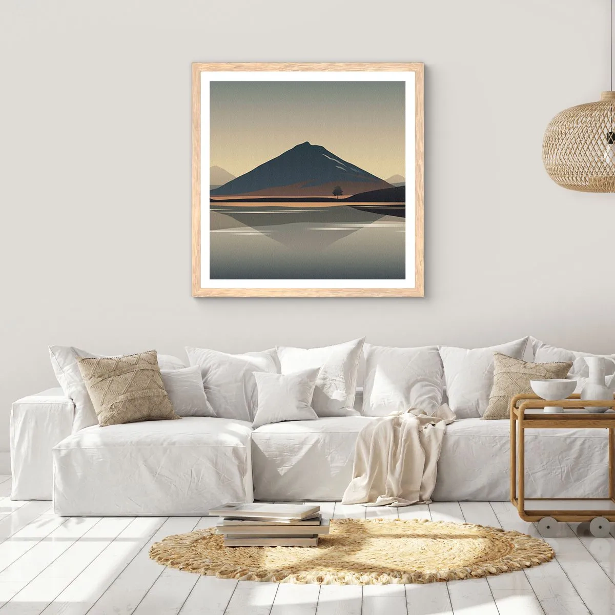 Een poster in een licht eiken lijst - Spiegelreflectie - 30x30 cm