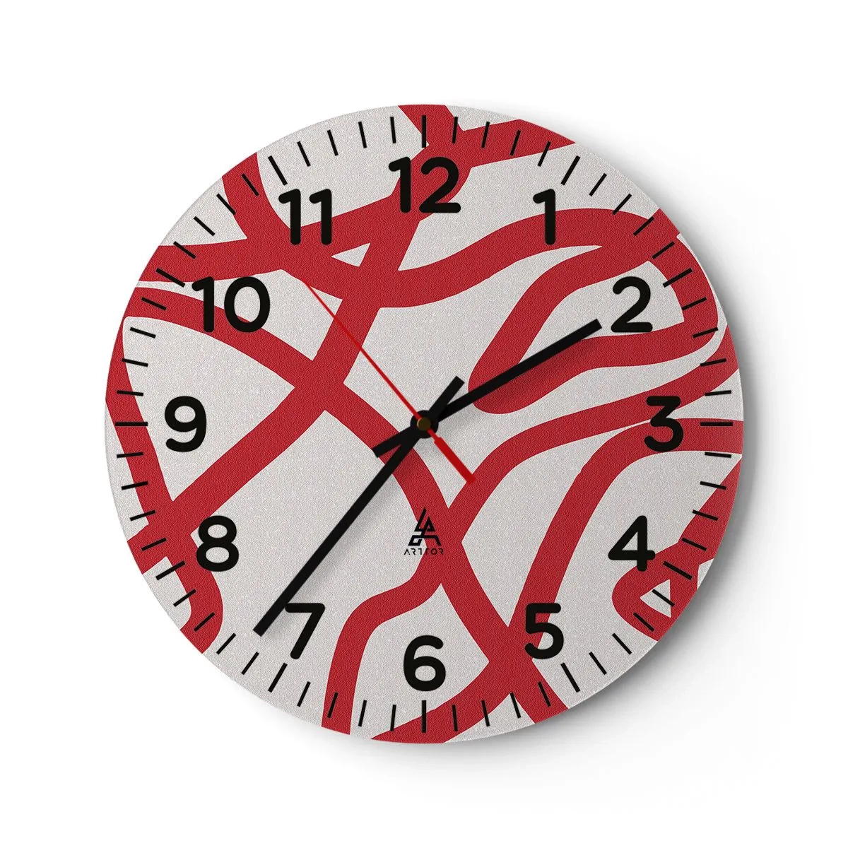 Wandklok - Klok - Rood op wit - 30x30 cm