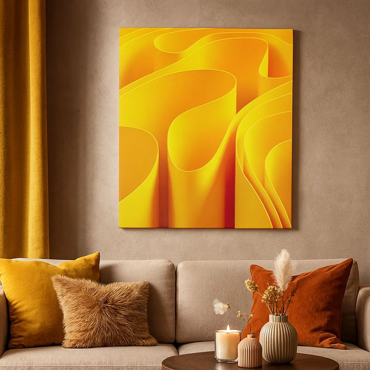 Schilderen op canvas - Als de golven van de zon - 30x30 cm