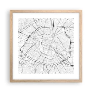 Een poster in een licht eiken lijst - Parijs bloem - 40x40 cm