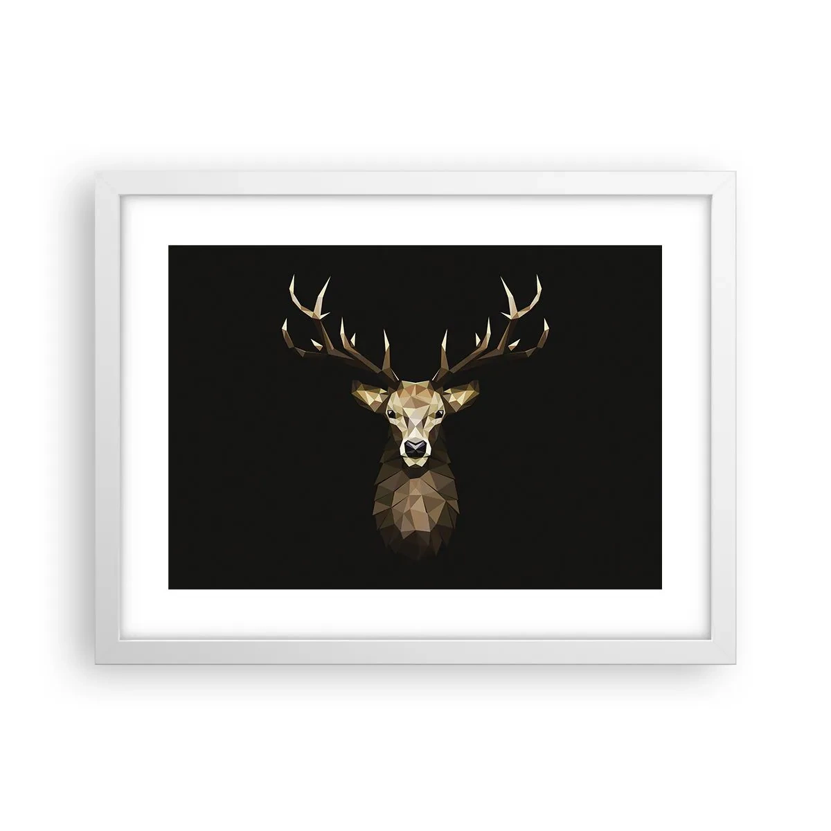 Poster in een witte lijst - Kubistische herten - 40x30 cm