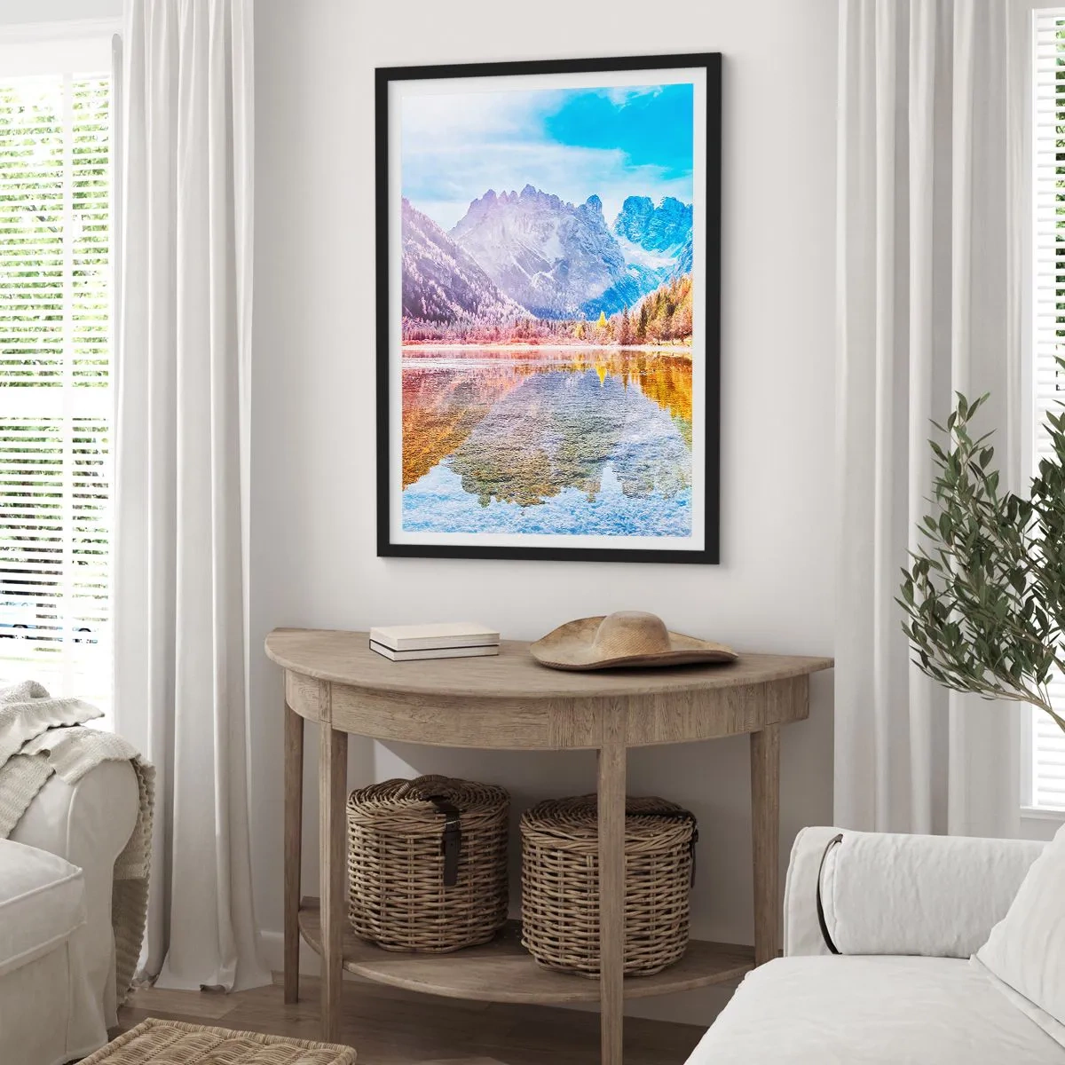 Poster in een zwarte lijst - En het is al herfst in de bergen - 70x100 cm