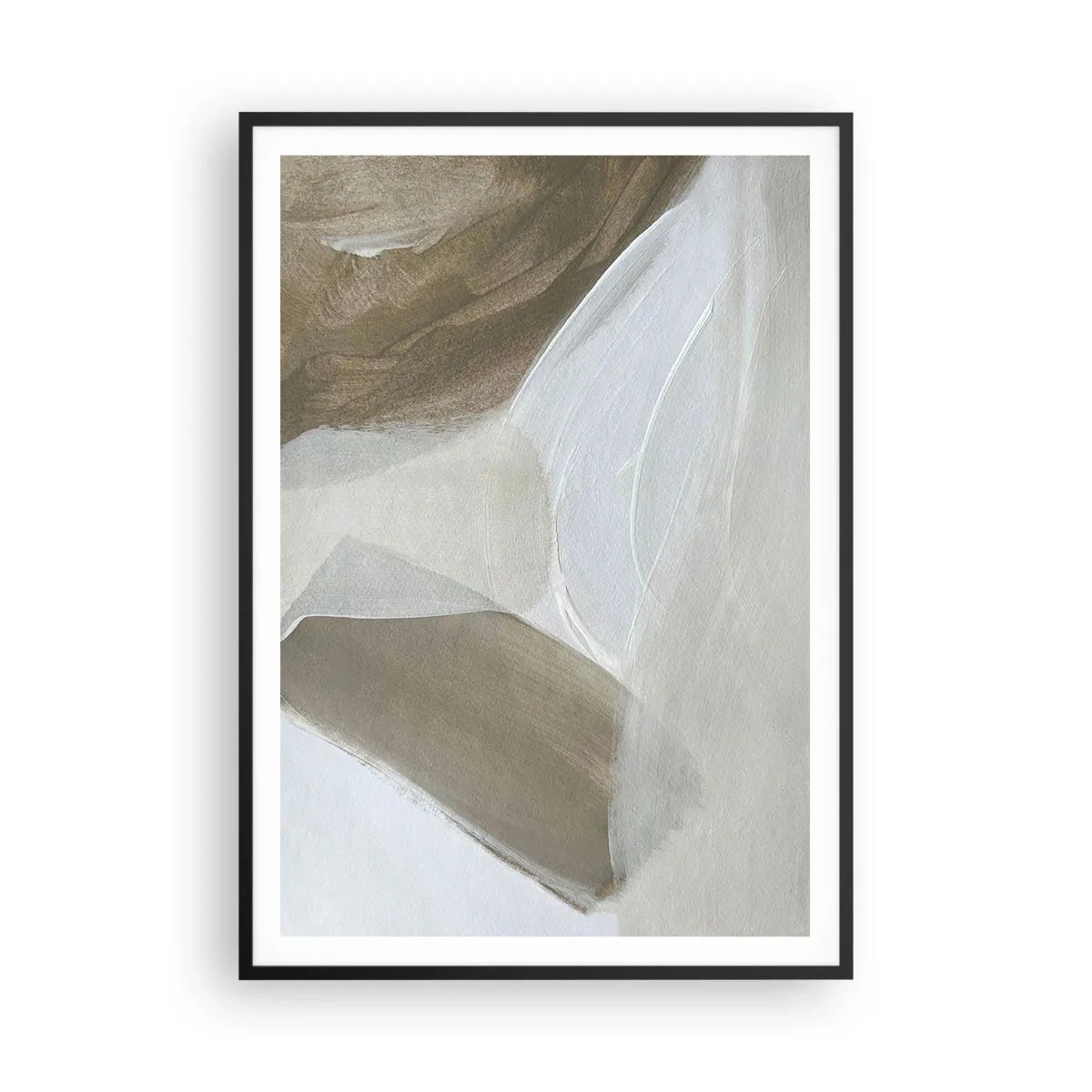 Poster in een zwarte lijst - Een golf van wit - 70x100 cm
