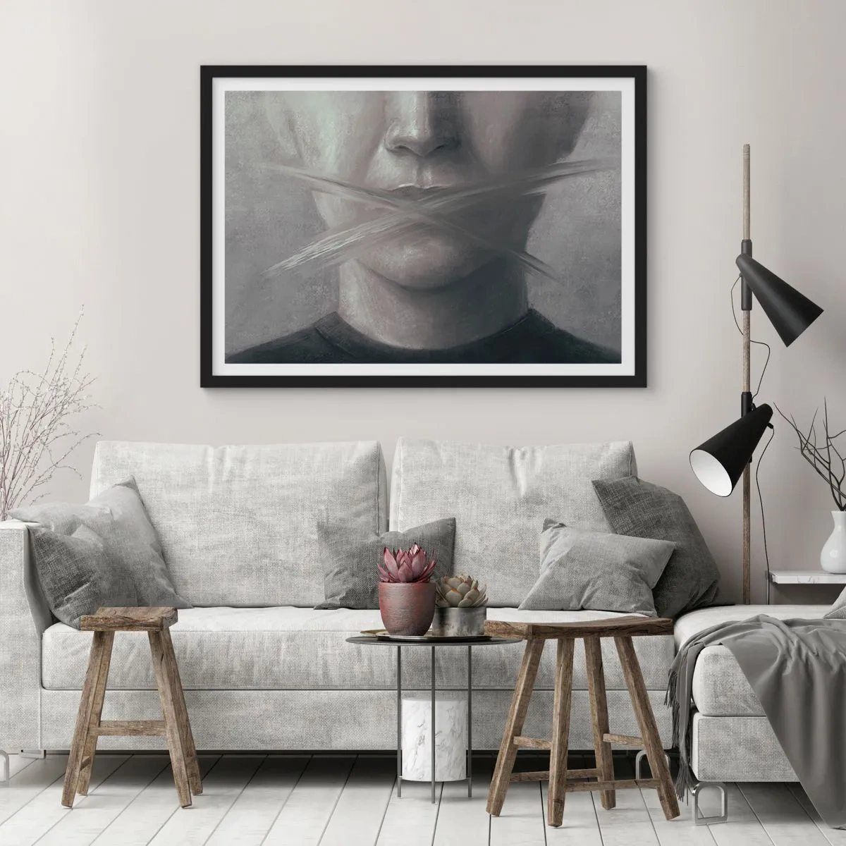 Poster in een zwarte lijst - Zonder een woord - 100x70 cm