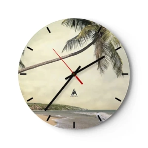 Wandklok - Klok - Palmbomen tegen de achtergrond van een tropisch strand - 30x30cm - Tropische droom - Moderne wanddecoratie voor woonkamer, keuken en slaapkamer ARTTOR