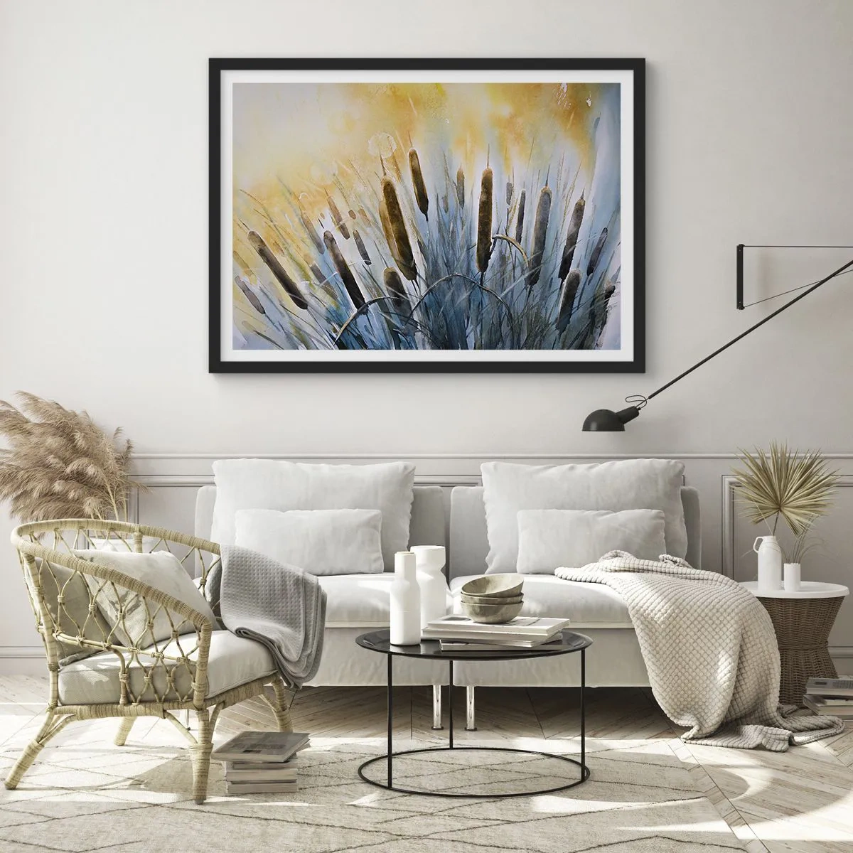 Poster in een zwarte lijst - De kou van het water, de hitte van de zon - 100x70 cm