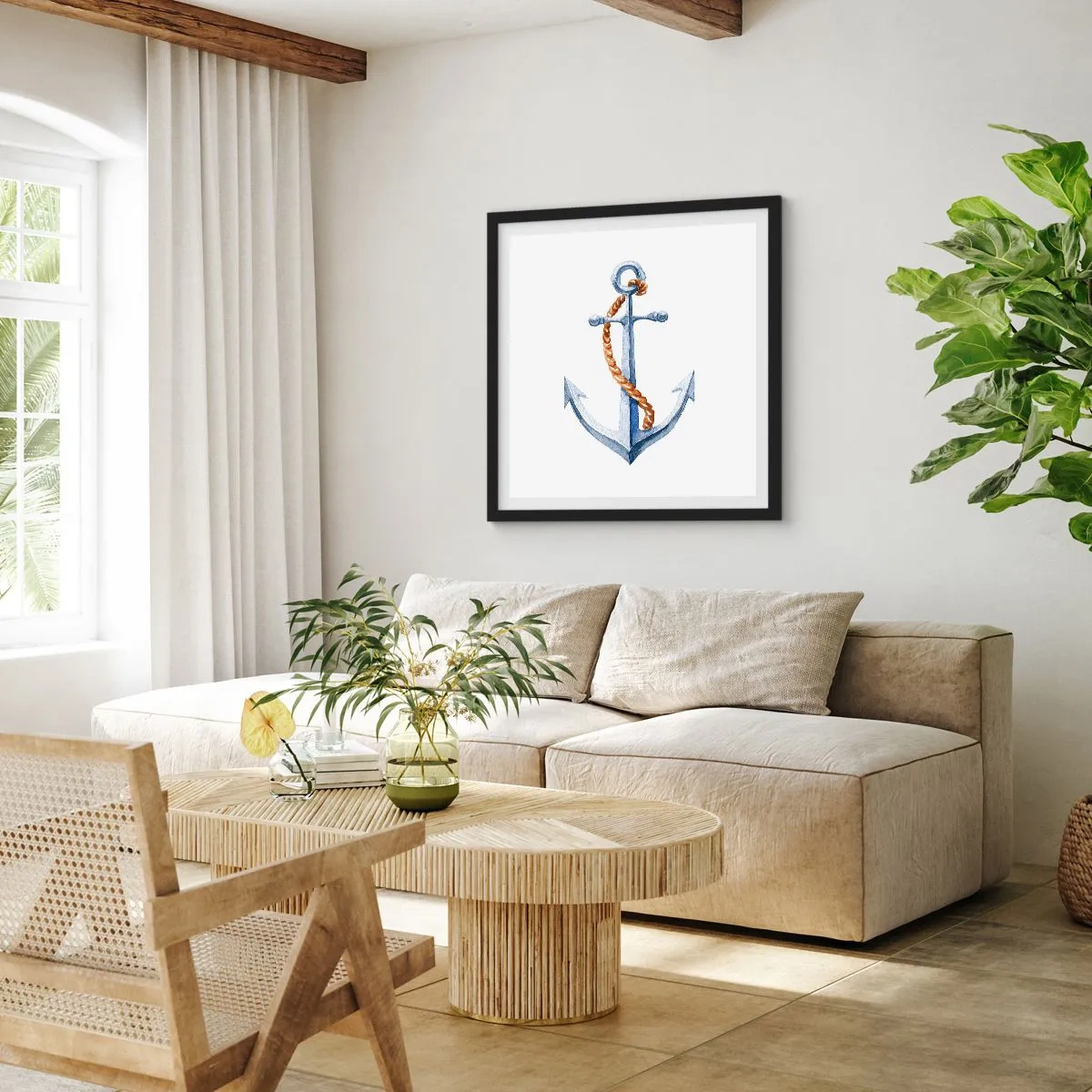 Poster in een zwarte lijst - Ahoi avontuur! - 30x30 cm
