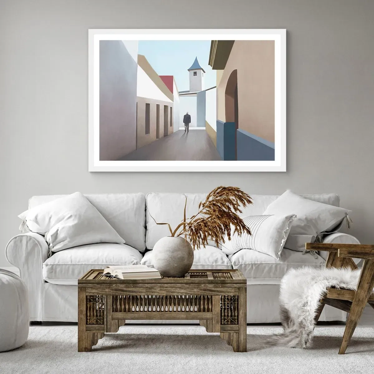 Poster in een witte lijst - Een zonnige wandeling - 70x50 cm