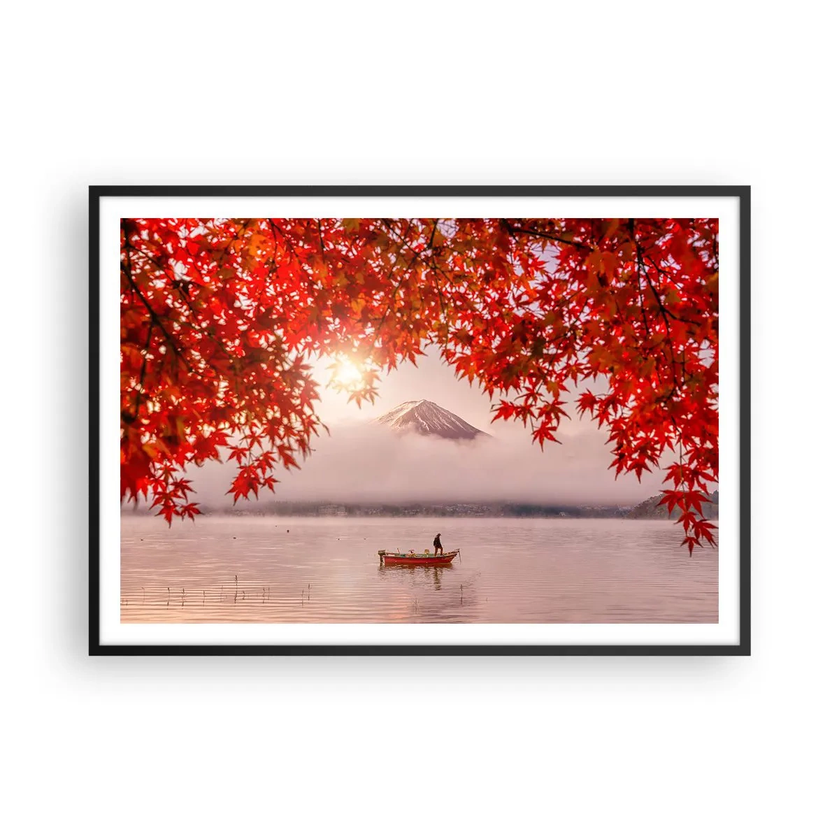 Poster in een zwarte lijst - In het Japanse klimaat - 100x70 cm