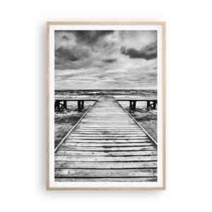 Een poster in een licht eiken lijst - Ik wacht tot de wind wegjaagt... - 70x100 cm