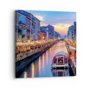 Schilderen op canvas - Een avond vol licht en plezier - 30x30 cm