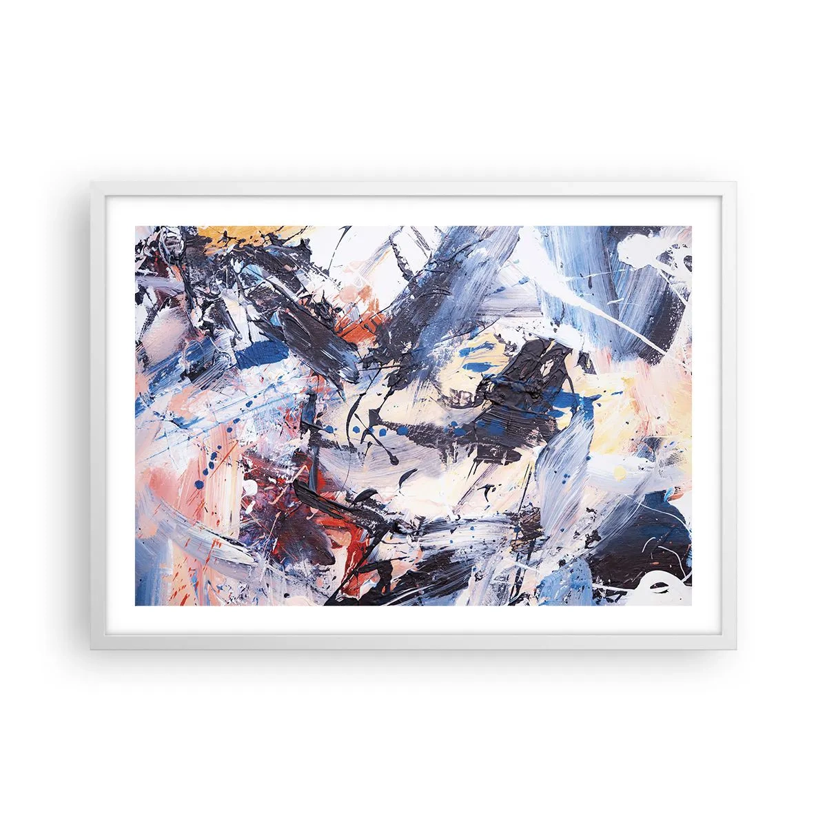 Poster in een witte lijst - Gekke dans van abstractie - 70x50 cm