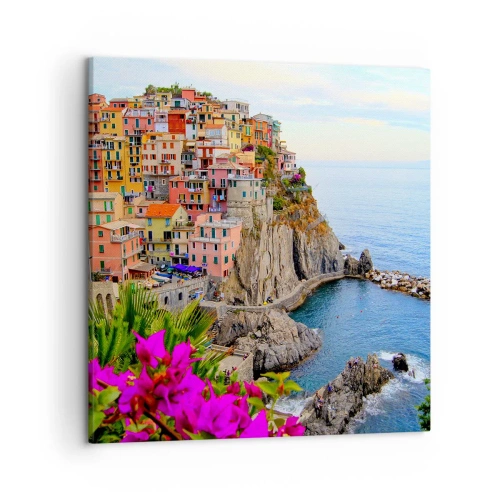 Schilderen op canvas - Lachende stad - 50x50 cm