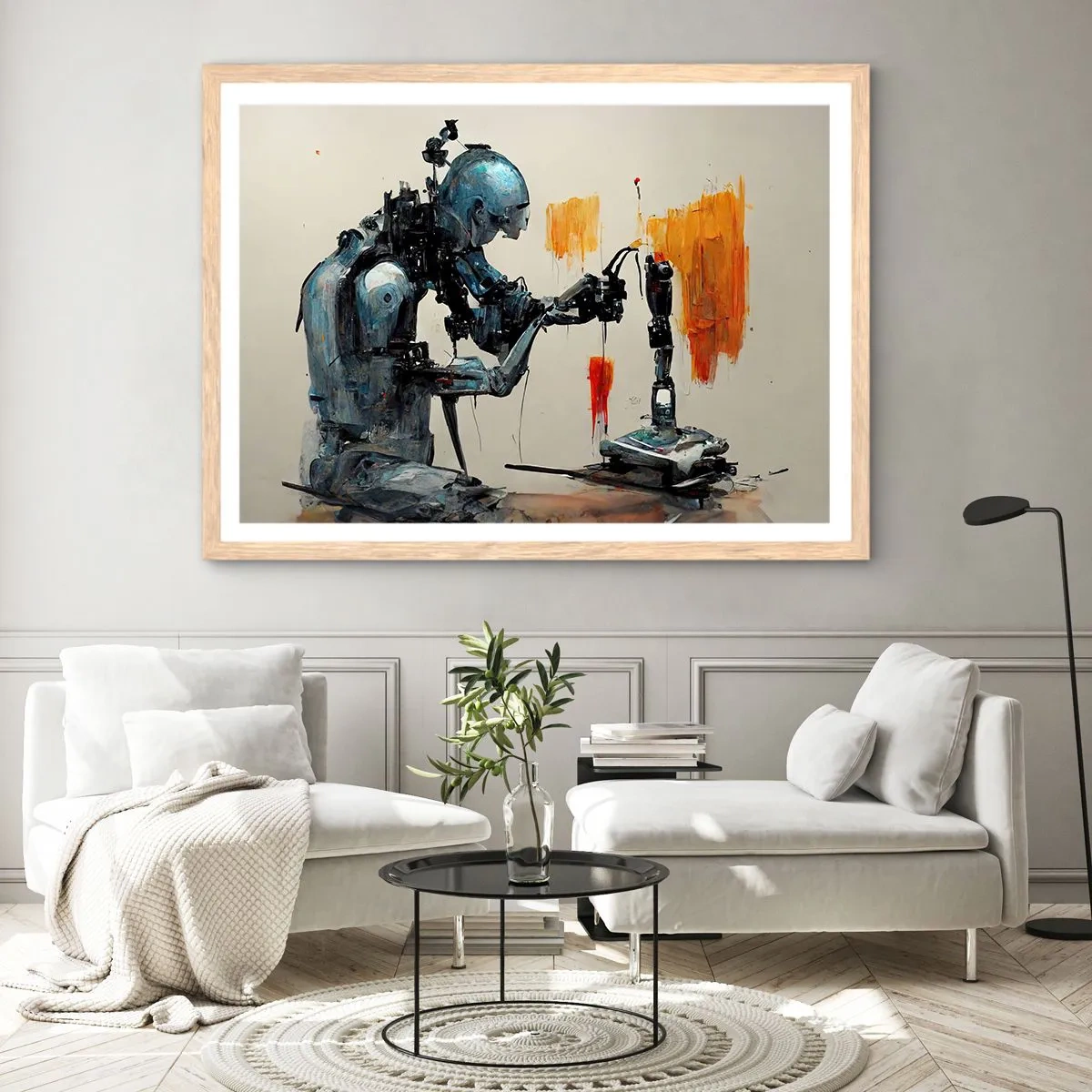 Een poster in een licht eiken lijst - Morgen al… - 70x50 cm