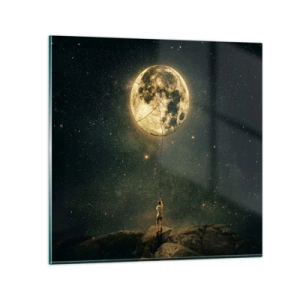 Schilderen op glas - Iemand die de maan heeft gestolen - 30x30 cm