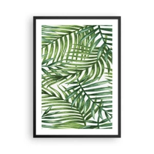 Poster in een zwarte lijst - Palmbomen in een minimalistisch botanisch patroon - 50x70cm - Onder de groene luifel - Moderne wanddecoratie voor woonkamer en slaapkamer ARTTOR