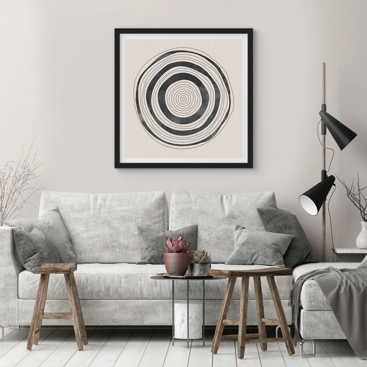 Poster in een zwarte lijst - Wat belangrijk is, is wat er tussenin zit - 30x30 cm