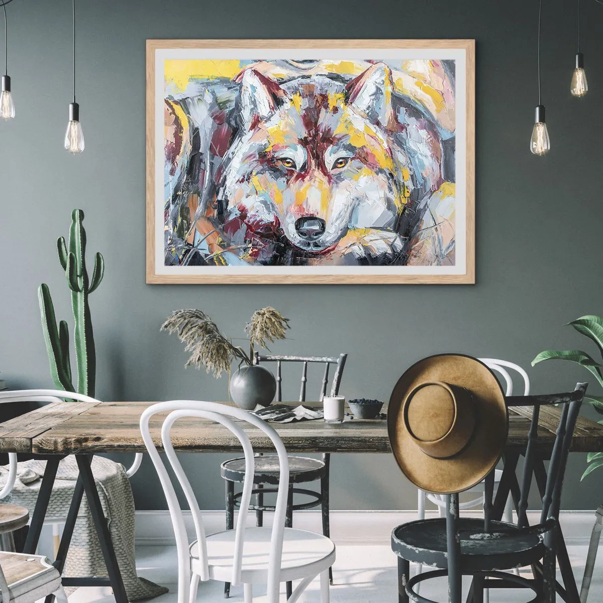 Een poster in een licht eiken lijst - Gemoedsrust onder dierbaren - 50x40 cm