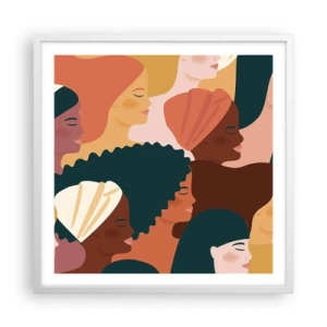 Poster in een witte lijst - Alleen vrouwelijkheid - 60x60 cm