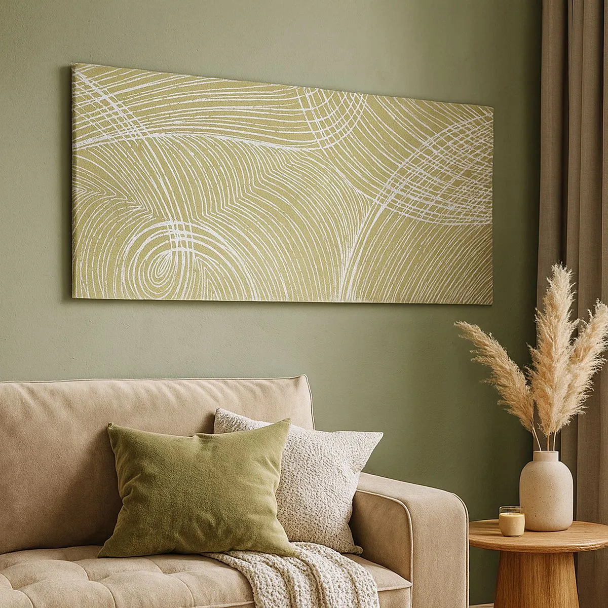 Schilderen op canvas - Ingewikkelde abstractie in wit - 100x40 cm
