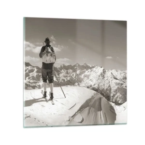 Schilderen op glas - En de bergen blijven onveranderd - 30x30 cm