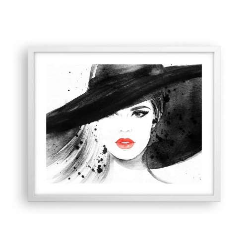 Poster in een witte lijst - Vrouw in het zwart - 50x40 cm