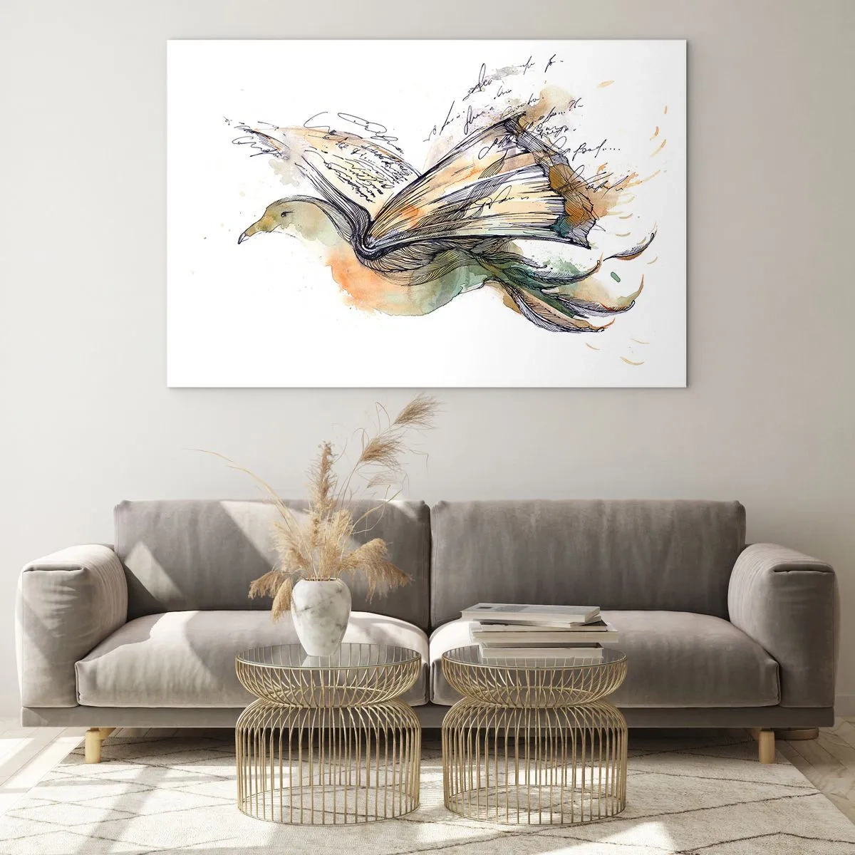 Schilderen op glas - Op de vleugels van poëzie - 120x80 cm