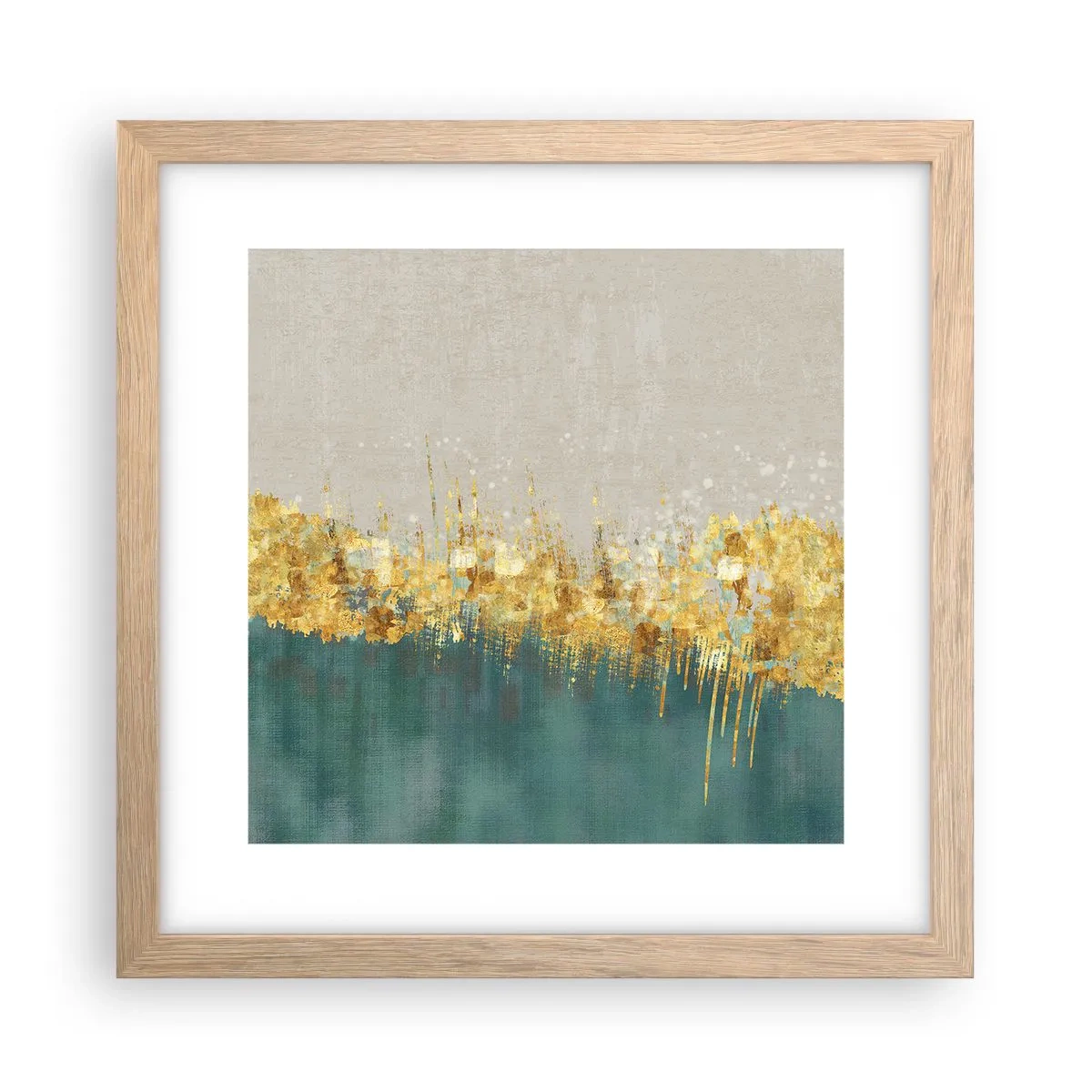 Een poster in een licht eiken lijst - De gouden rand - 30x30 cm