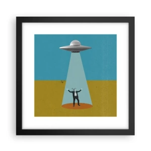 Poster in een zwarte lijst - Een nauwe ontmoeting - 30x30 cm