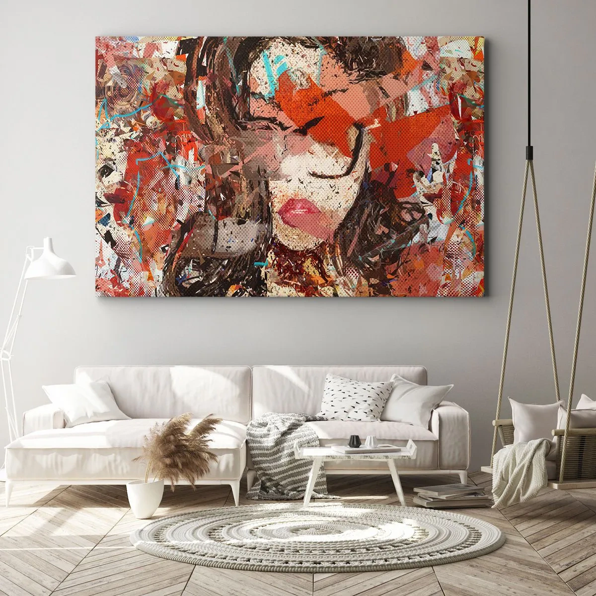 Schilderen op canvas - Abstract portret van een vrouw in intense kleuren - 70x50cm - Niemand weet wat je werkelijk bent - Moderne wanddecoratie voor woonkamer en slaapkamer ARTTOR