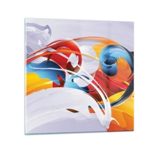 Schilderen op glas - De dans van de elementen - 60x60 cm