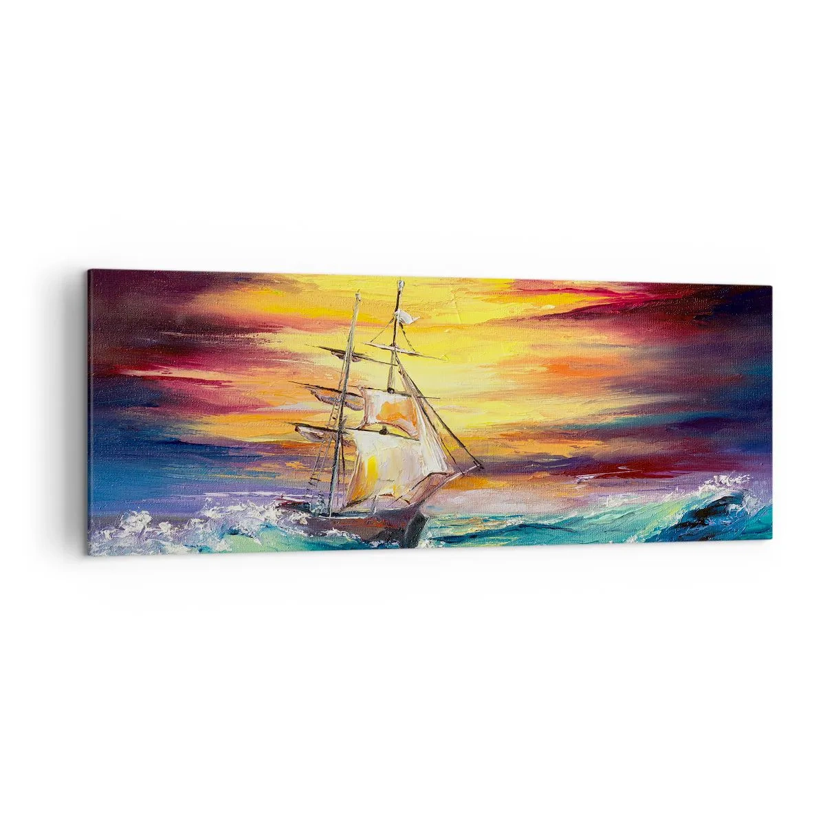 Schilderen op canvas - Dapper onder de golven - 140x50 cm