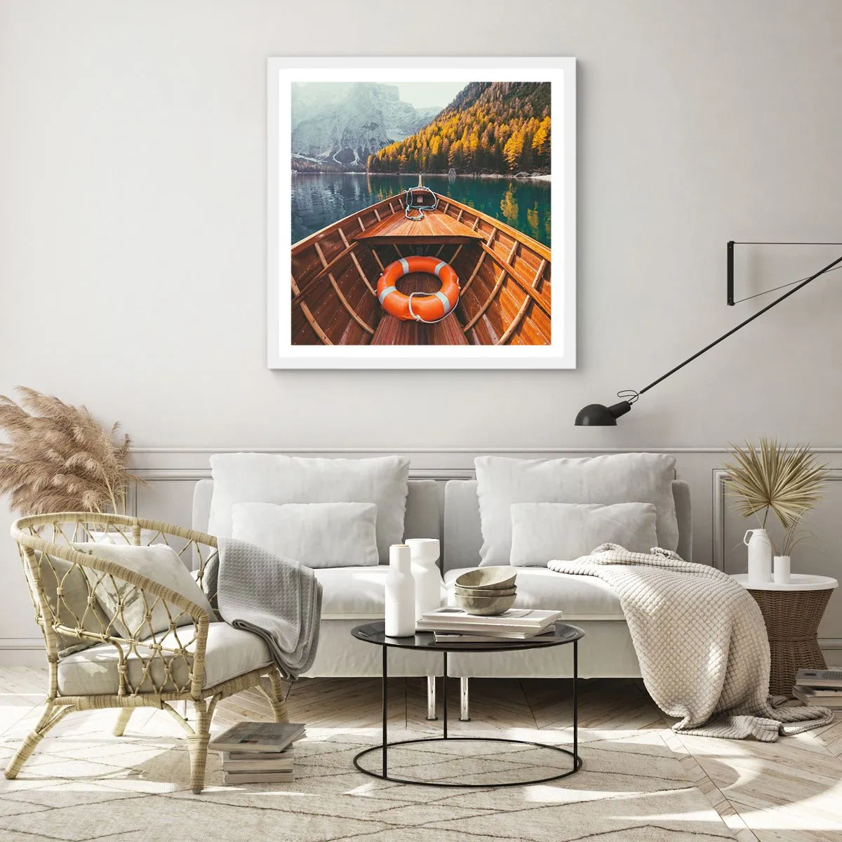 Poster in een witte lijst - Bergtocht - 40x40 cm