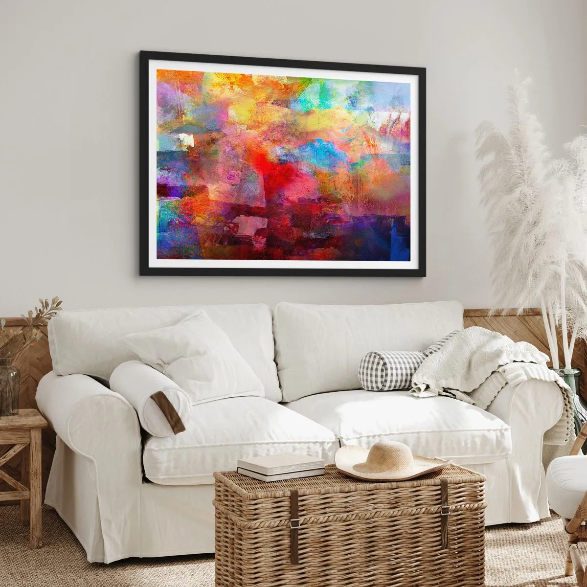 Poster in een zwarte lijst - Kijk in de regenboog - 70x50 cm