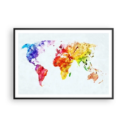 Poster in een zwarte lijst - Alle kleuren van de wereld - 100x70 cm