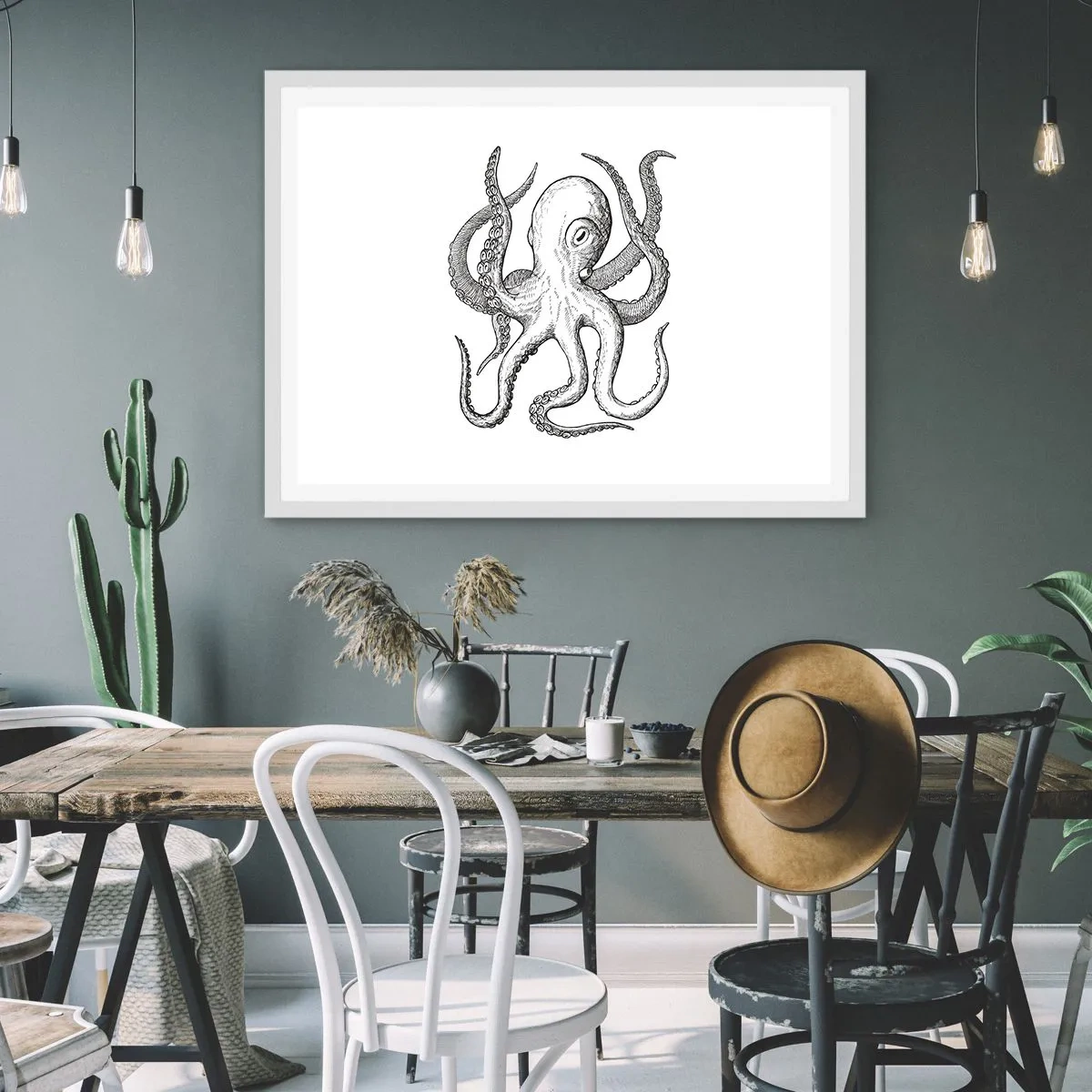 Poster in een witte lijst - Dansend met de golven - 100x70 cm