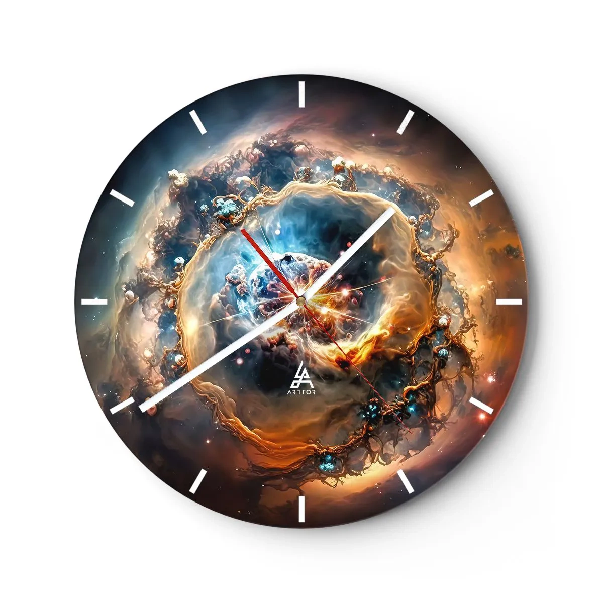 Wandklok - Klok - Een kosmische werveling in intense kleuren - 30x30cm - Begin - Moderne wanddecoratie voor woonkamer, keuken en slaapkamer ARTTOR