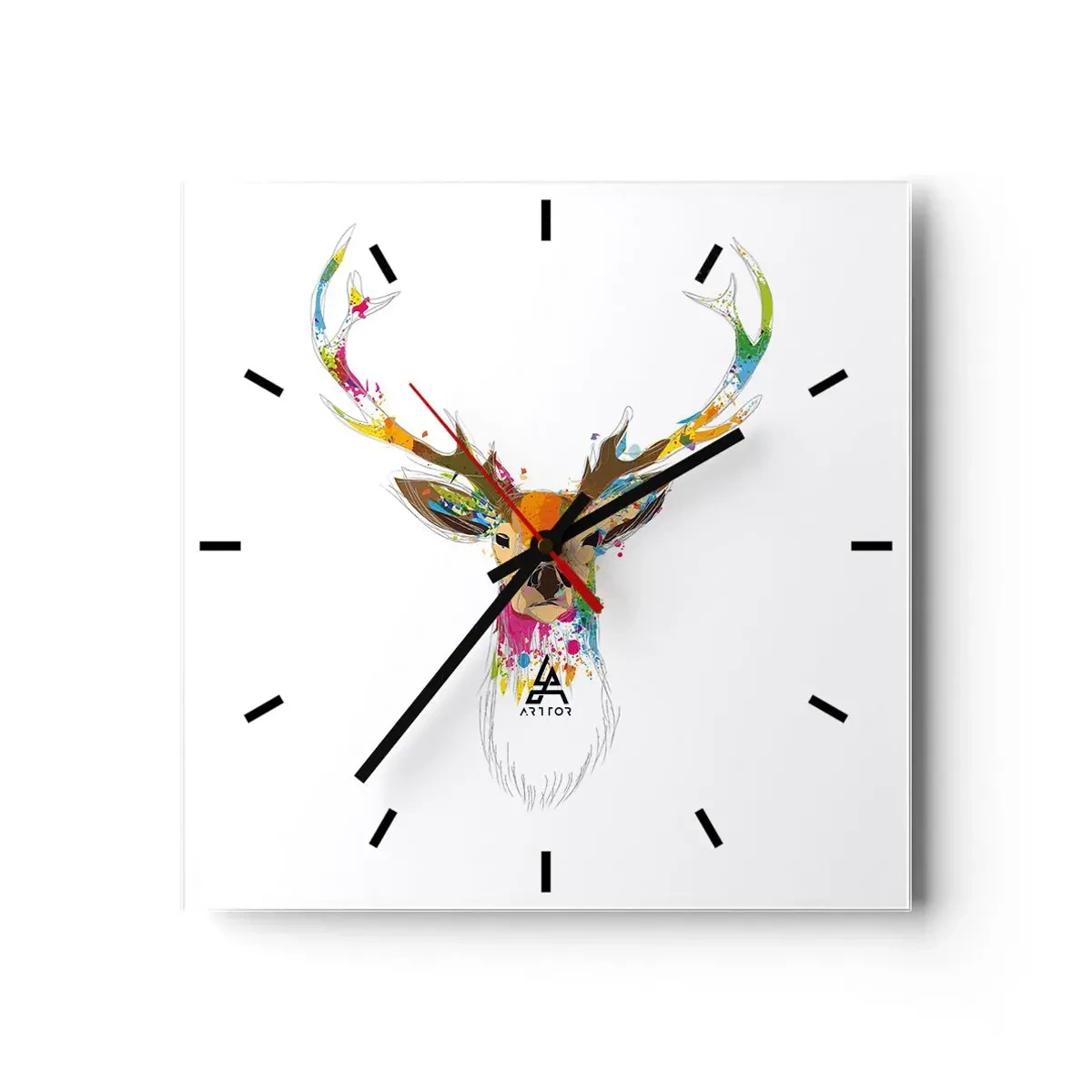 Wandklok - Klok - Een zacht hert badend in kleur - 30x30 cm