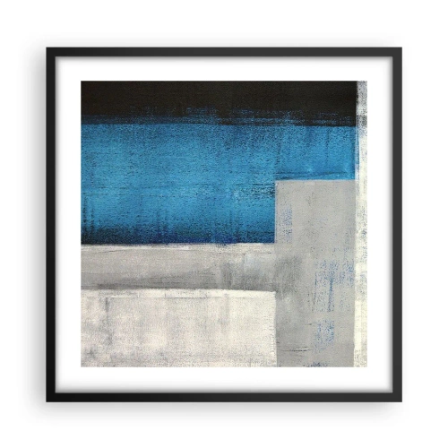Poster in een zwarte lijst - Een poëtische compositie van grijs en blauw - 50x50 cm
