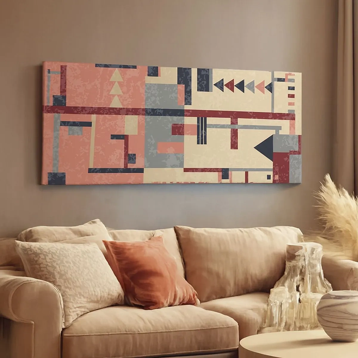 Schilderen op canvas - Een combinatie van verticalen en horizontalen - 100x40 cm