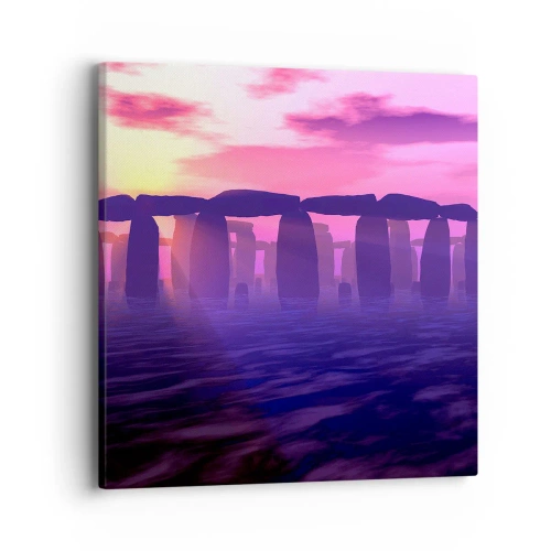 Schilderen op canvas - Mysterie bij zonsopgang in de mist - 40x40 cm