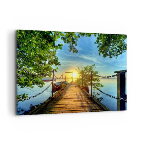Schilderen op canvas - Zonsondergang boven het water - 100x70 cm