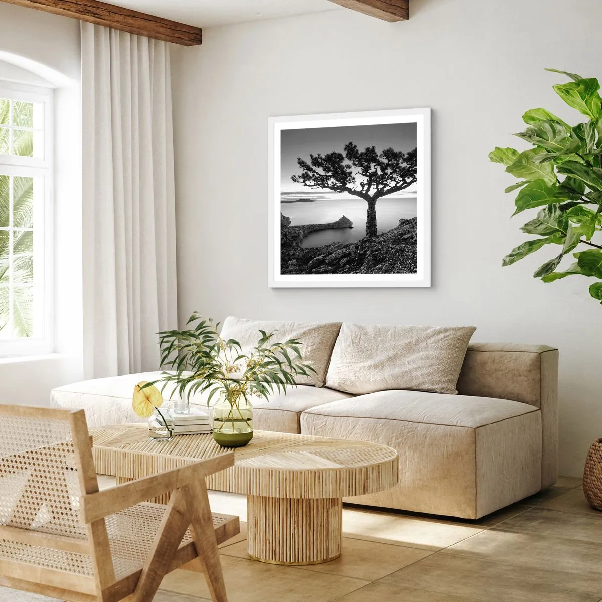 Poster in een witte lijst - Stilte aan de horizon - 30x30 cm