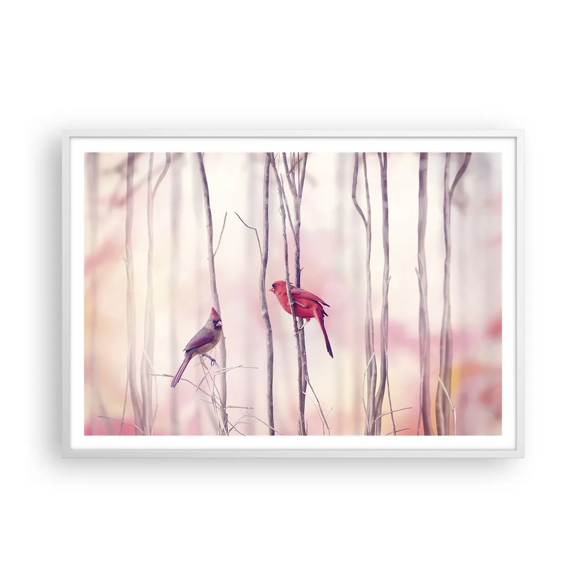 Poster in een witte lijst - Verhaal van het roze woud - 100x70 cm