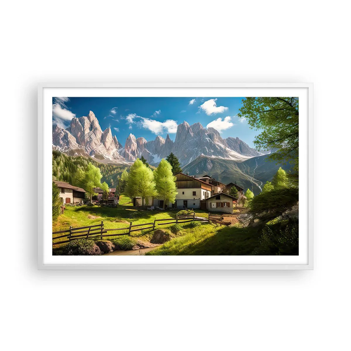 Poster in een witte lijst - Alpine idylle - 91x61 cm